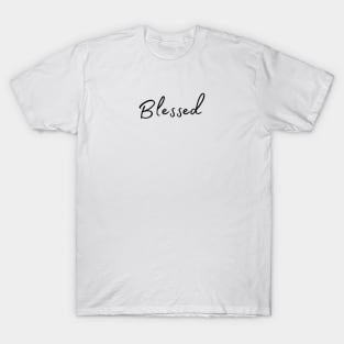 Blessed Black Text Stylized T-Shirt
